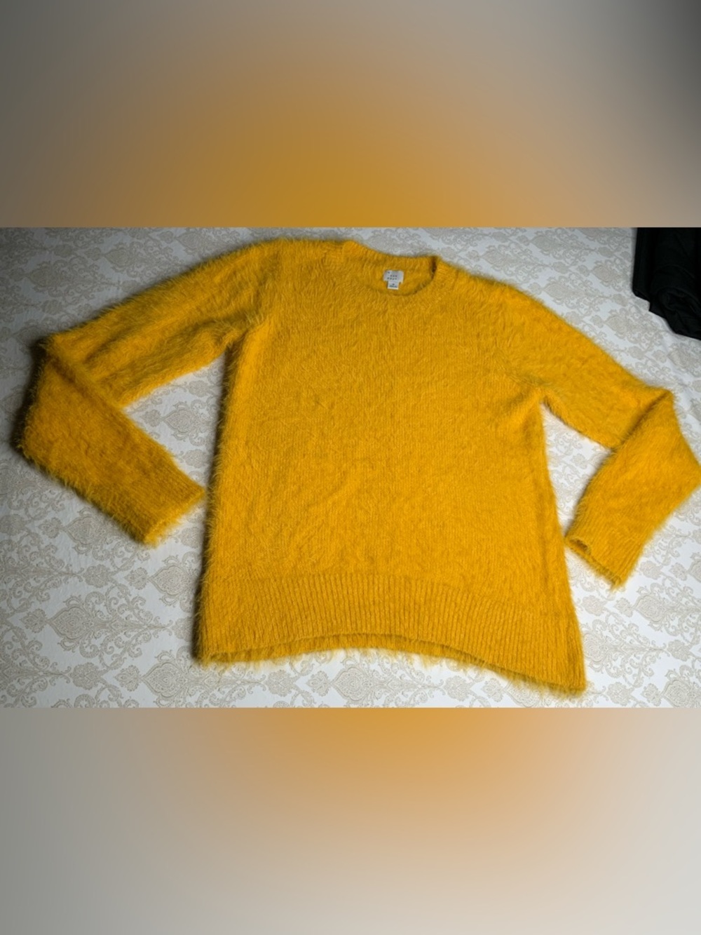 A New Day Women’s Yellow Fuzzy Sweater Medium, Long Sleeve